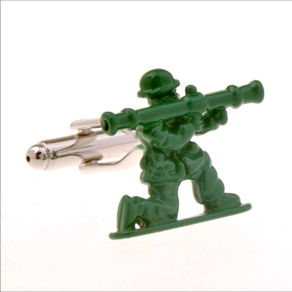Stainless Steel Army Men Cufflinks New In Box - Picture 7 of 8